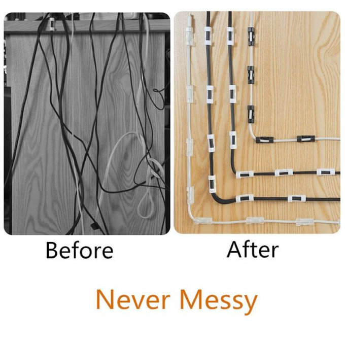 FixPremium - Organisateur de câbles - Clips - Lot de 10, transparent