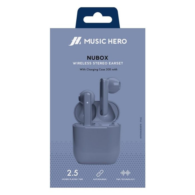 Music Hero - Casque sans fil TWS NUBOX, bleu