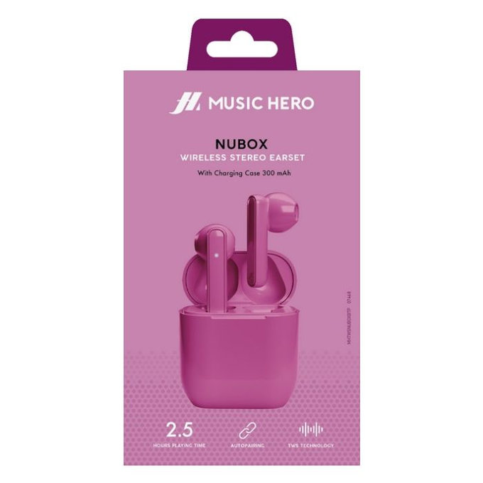Music Hero - Casque sans fil TWS NUBOX, rose