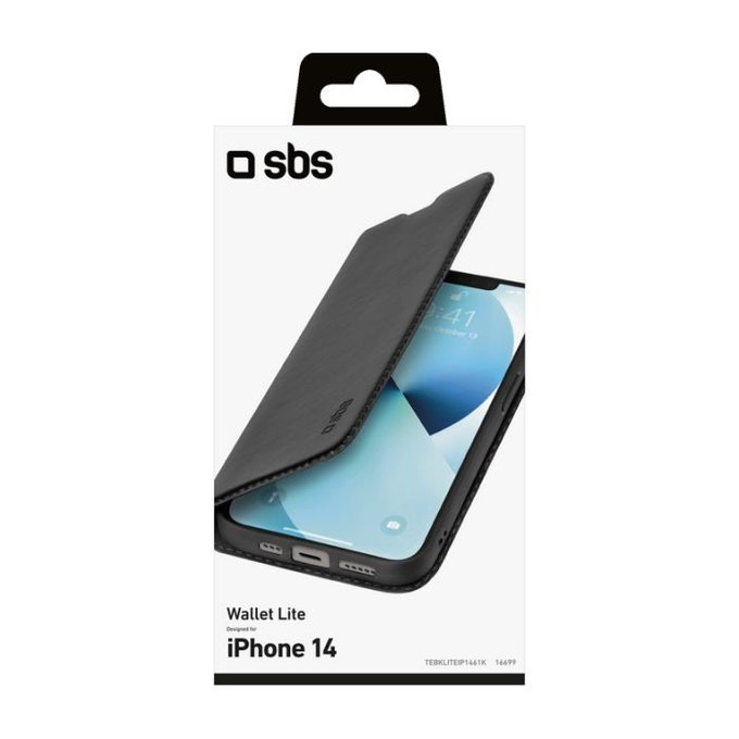 SBS - Étui Book Wallet Lite pour iPhone 14, noir