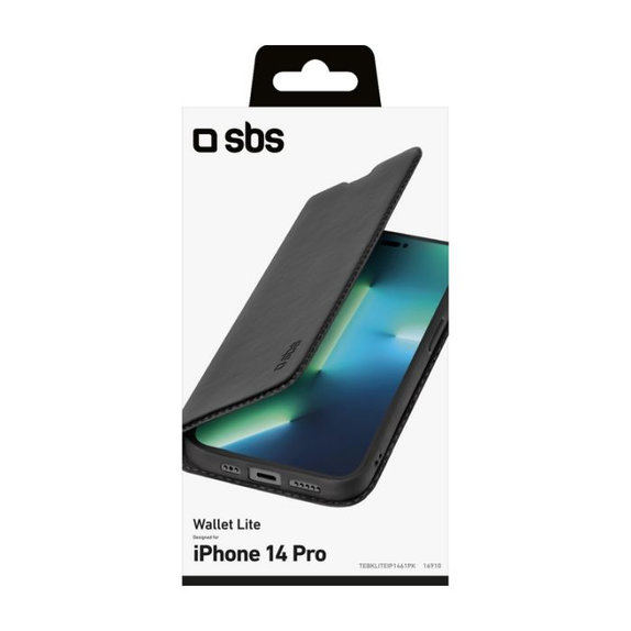 SBS - Étui Book Wallet Lite pour iPhone 14 Pro, noir