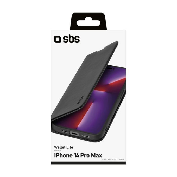 SBS - Étui Book Wallet Lite pour iPhone 14 Pro Max, noir