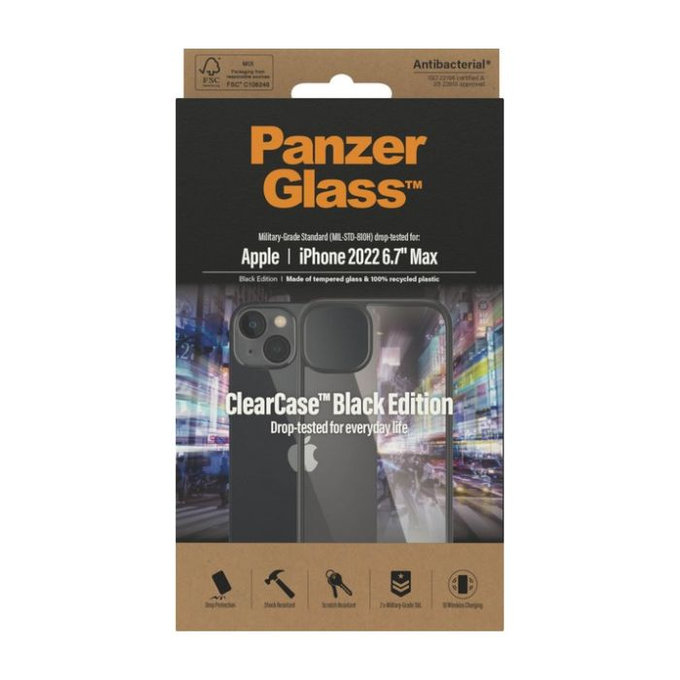 PanzerGlass - Étui ClearCase pour iPhone 14 Plus, noir