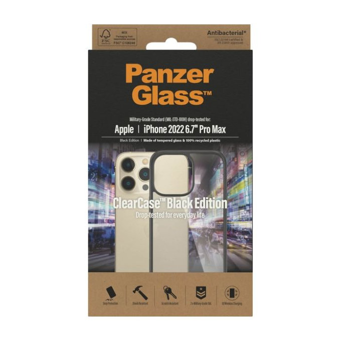 PanzerGlass - Étui ClearCase pour iPhone 14 Pro Max, noir