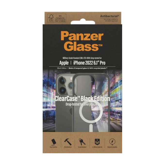 PanzerGlass - Étui ClearCase s MagSafe pour iPhone 14 Pro, noir