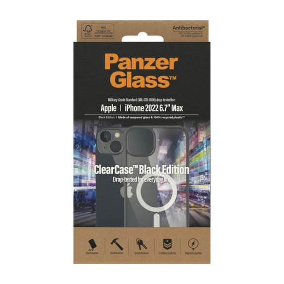 PanzerGlass - Étui ClearCase s MagSafe pour iPhone 14 Plus, noir