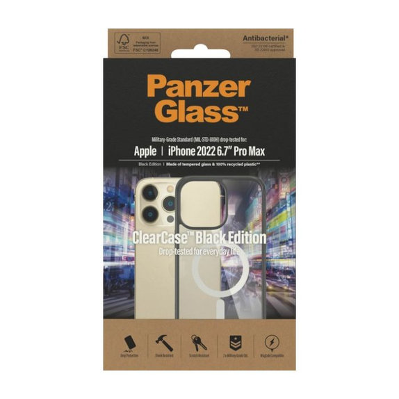 PanzerGlass - Étui ClearCase s MagSafe pour iPhone 14 Pro Max, noir