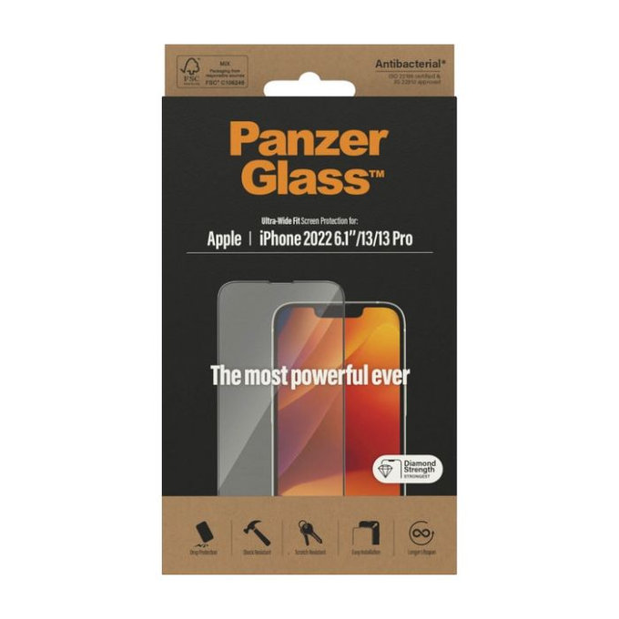 PanzerGlass - Verre trempé UWF AB pour iPhone 13, 13 Pro, 14, 16e