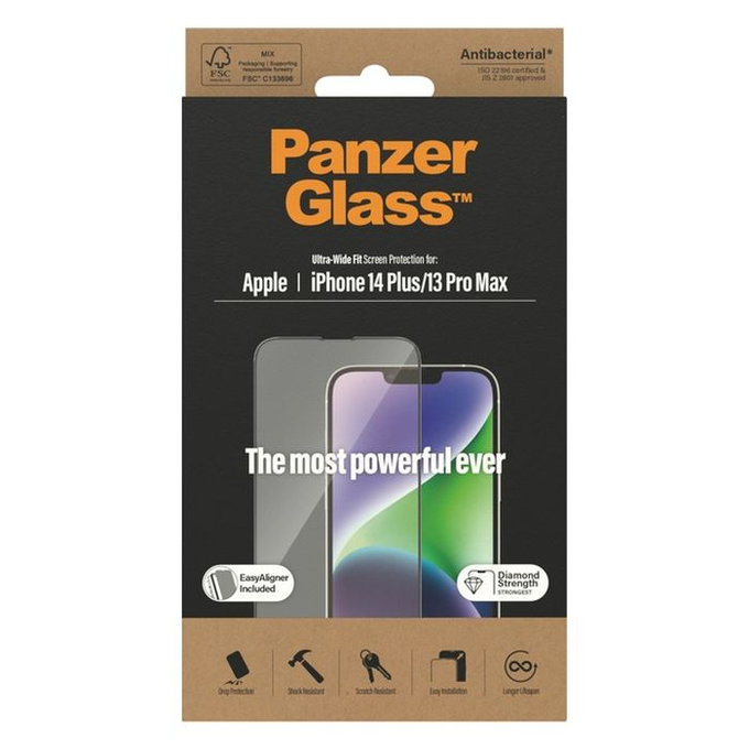 PanzerGlass - Verre trempé UWF AB pour iPhone 13 Pro Max et 14 Plus, noir