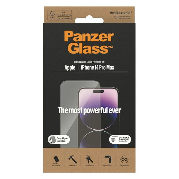 PanzerGlass - Verre Trempé UWF avec un applicateur pour iPhone 14 Pro Max, noir