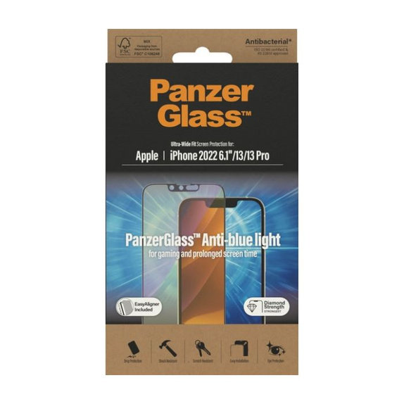 PanzerGlass - Verre Trempé UWF Anti-Bluelight AB pour iPhone 13, 13 Pro, 14 & 16e