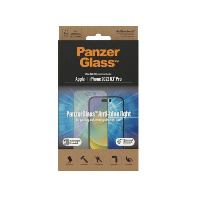 PanzerGlass - Verre Trempé UWF Anti-Bluelight AB pour iPhone 14 Pro