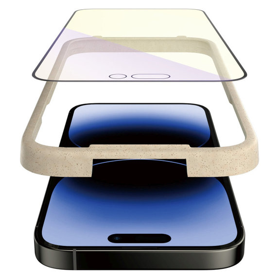 Verre trempé UWF Anti-Bluelight AB avec applicateur pour iPhone 14 Pro, Noir, PanzerGlass