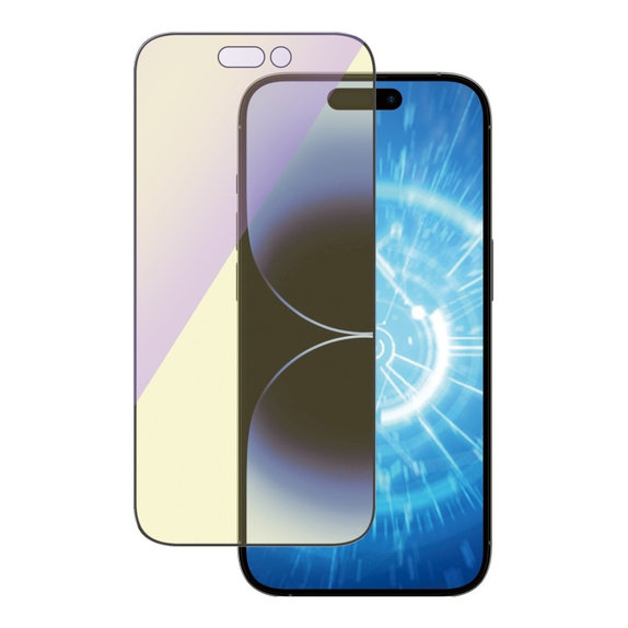 Verre trempé UWF Anti-Bluelight AB avec applicateur pour iPhone 14 Pro, Noir, PanzerGlass