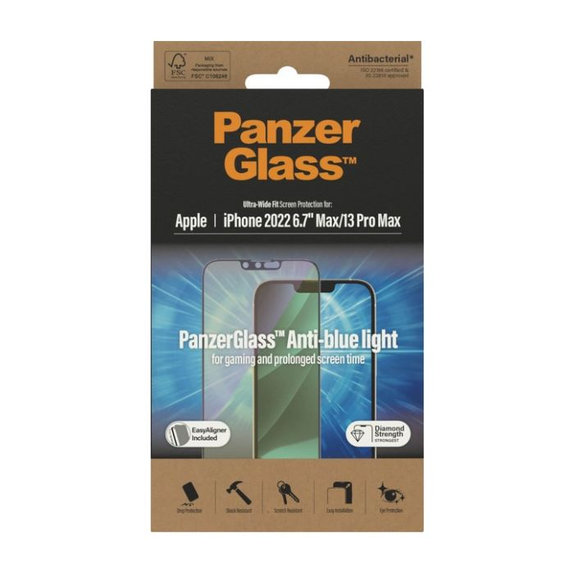 PanzerGlass - Verre Trempé UWF Anti-Bluelight AB pour iPhone 13 Pro Max & 14 Plus