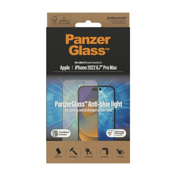 PanzerGlass - Verre Trempé UWF Anti-Bluelight AB pour iPhone 14 Pro Max