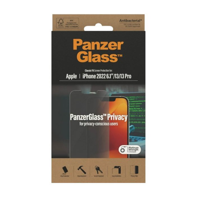PanzerGlass - Verre trempé Privacy AB pour iPhone 13, 13 Pro, 14 et 16e