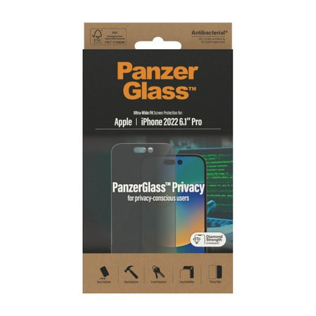 PanzerGlass - Verre Trempé UWF Privacy AB pour iPhone 14 Pro