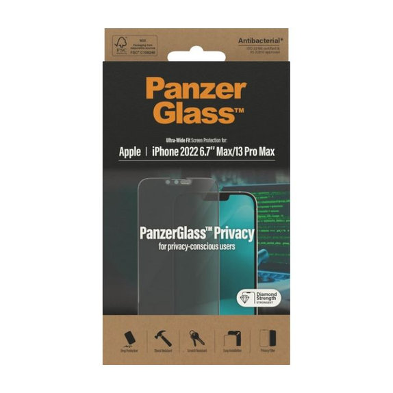 PanzerGlass - Verre Trempé UWF Privacy AB pour iPhone 13 Pro Max et 14 Plus
