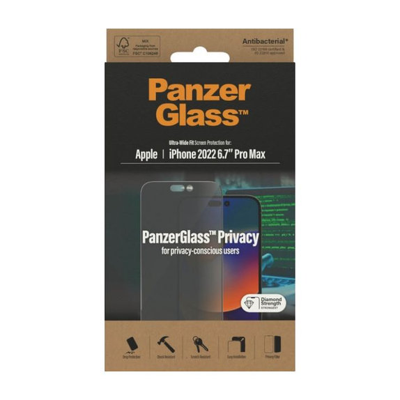 PanzerGlass - Verre Trempé UWF Privacy AB pour iPhone 14 Pro Max
