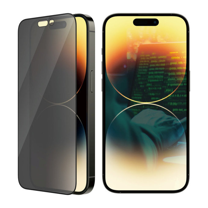 Verre trempé UWF Privacy AB avec applicateur pour iPhone 14 Pro, Noir, PanzerGlass
