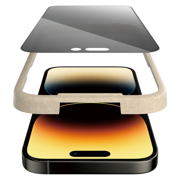 Verre trempé UWF Privacy AB avec applicateur pour iPhone 14 Pro, Noir, PanzerGlass