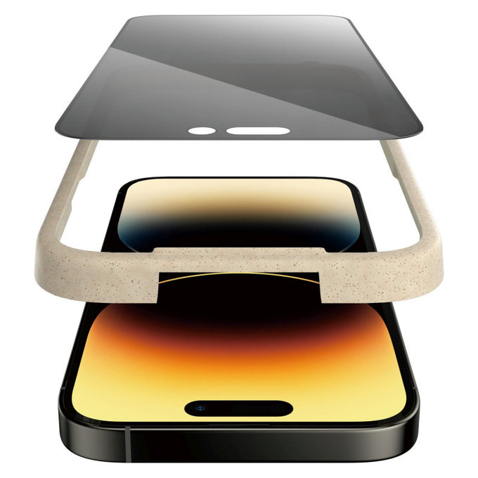 Verre trempé UWF Privacy AB avec applicateur pour iPhone 14 Pro, Noir, PanzerGlass