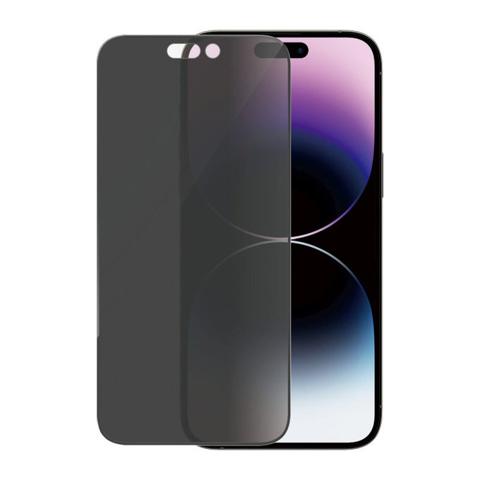 Verre trempé UWF Privacy AB avec applicateur pour iPhone 14 Pro Max, Noir, PanzerGlass