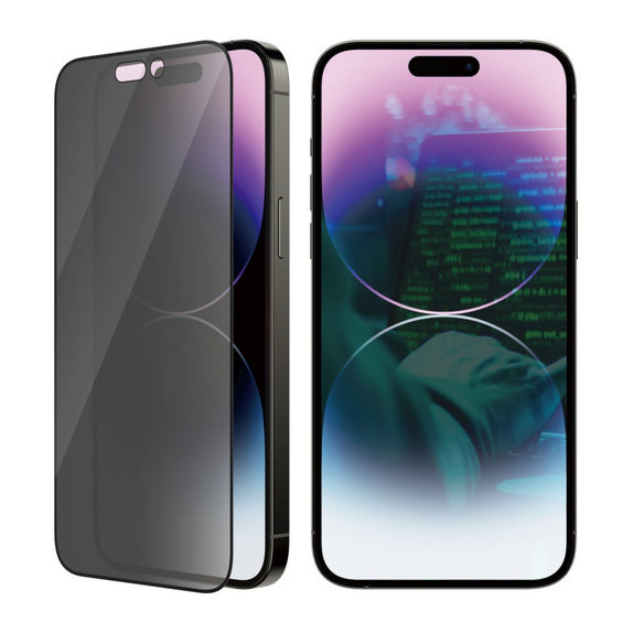 Verre trempé UWF Privacy AB avec applicateur pour iPhone 14 Pro Max, Noir, PanzerGlass