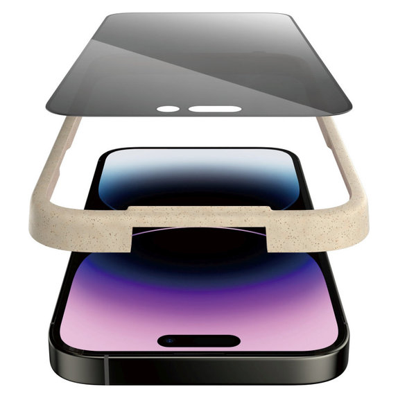 Verre trempé UWF Privacy AB avec applicateur pour iPhone 14 Pro Max, Noir, PanzerGlass