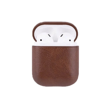 FixPremium - Étui en cuir artificiel pour AirPods 1 & 2, marron