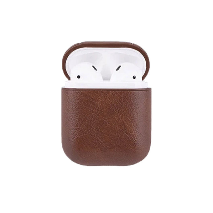 FixPremium - Étui en cuir artificiel pour AirPods 1 & 2, marron
