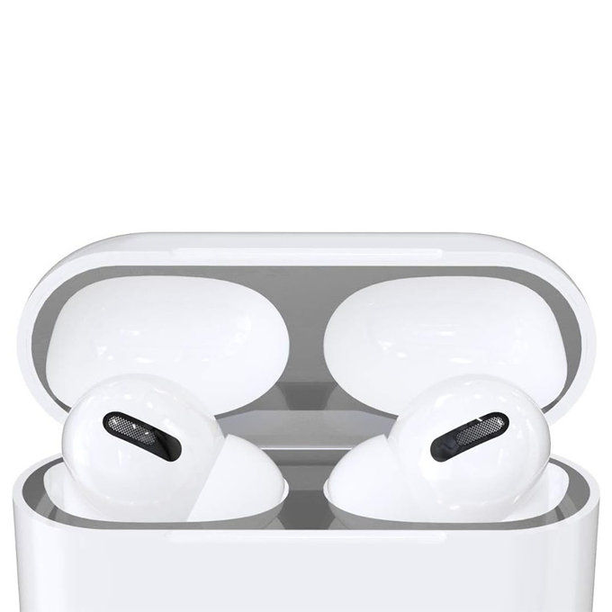 FixPremium - Autocollant antipoussière pour AirPods Pro, argent