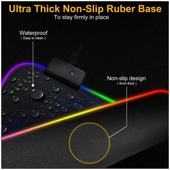 FixPremium - Tapis de souris et clavier s RGB, 90x40cm, noir