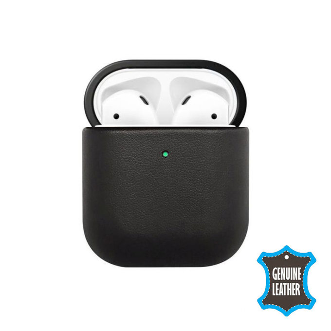 FixPremium - Étui en cuir pour AirPods 1 & 2, noir