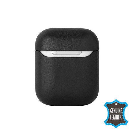 FixPremium - Étui en cuir pour AirPods 1 & 2, noir