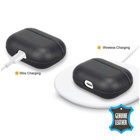 FixPremium - Étui en cuir pour AirPods 3, noir