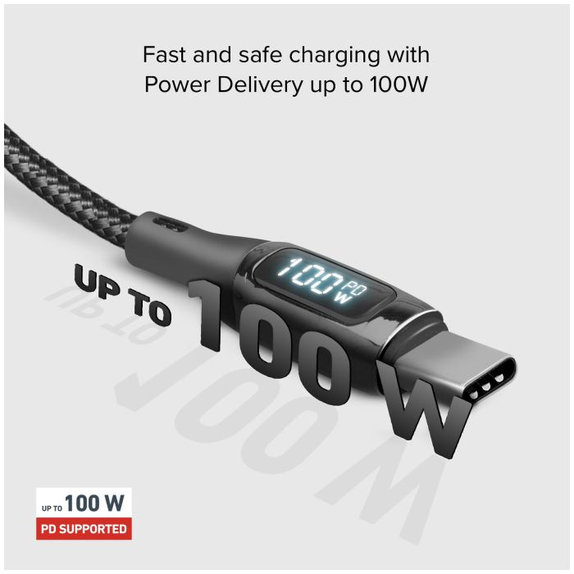 SBS - Câble USB-C / USB-C pour LCD & PowerDelivery 100W (1m), noir