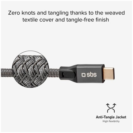 SBS - Câble Thunderbolt 3 (USB-C) Câble s PowerDelivery 240W (1m), gris