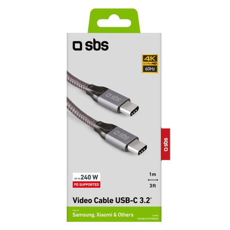SBS - Câble Thunderbolt 3 (USB-C) Câble s PowerDelivery 240W (1m), gris