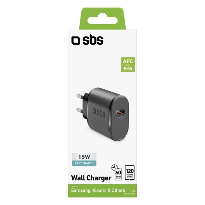 SBS - Adaptateur de charge 15 W USB-C, noir