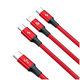 Baseus - Câble - USB-C 3v1 (2x USB-C, Lightning) (1,5m), rouge