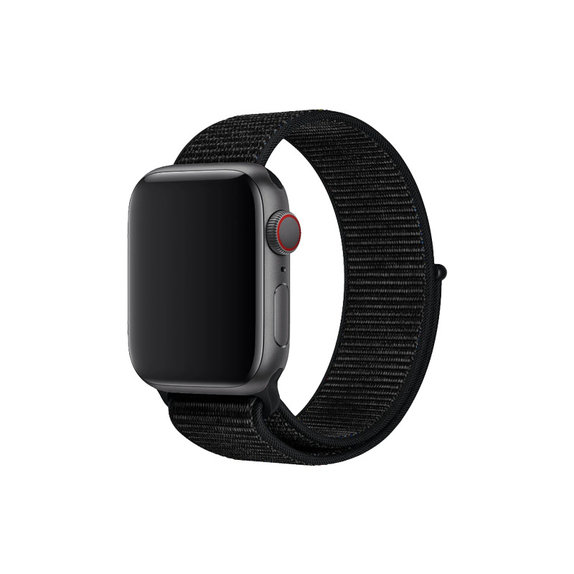 FixPremium - Bracelet en nylon pour Apple Watch (42, 44, 45 et 49 mm), noir