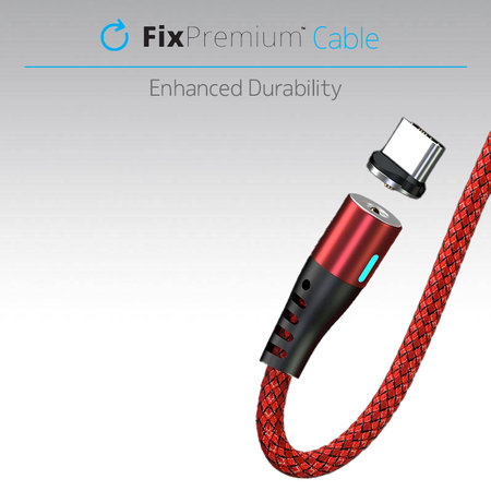 FixPremium - Câble magnétique USB-C / USB (2m), rouge