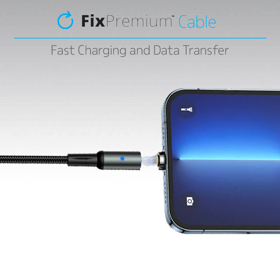 FixPremium - Câble magnétique Lightning / USB (2m), noir