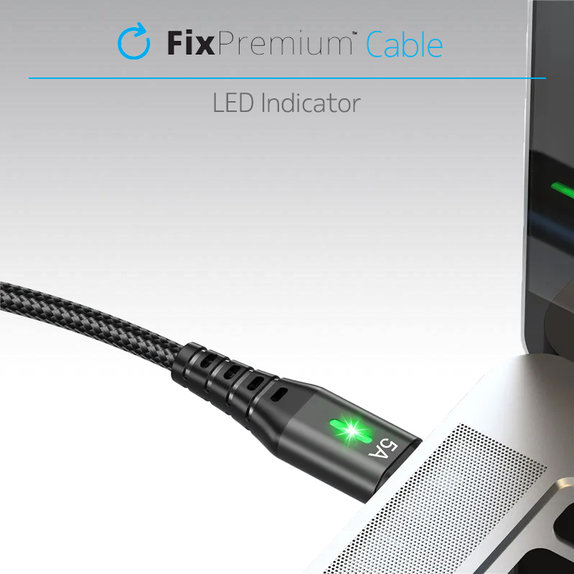 FixPremium - Indicateur LED du câble USB-C / USB (1m), noir