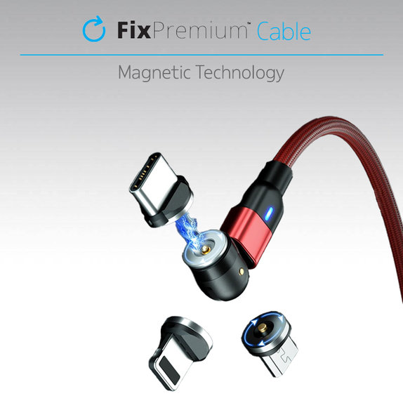 FixPremium - Câble Magnétique USB-C / USB (1m), rouge