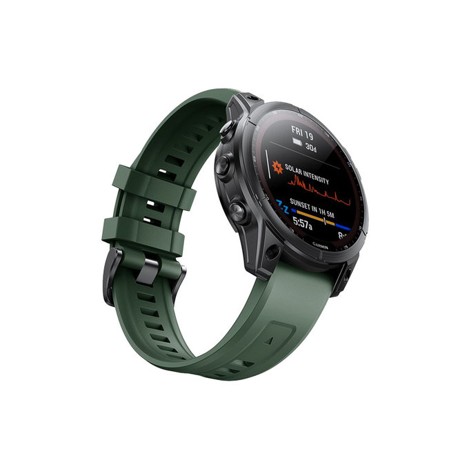 FixPremium - Bracelet en silicone pour Garmin (QuickFit 22 mm), vert foncé