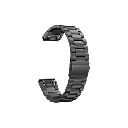 FixPremium - Bracelet en acier inoxydable pour Garmin (QuickFit 22 mm), noir