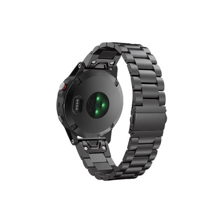 FixPremium - Bracelet en acier inoxydable pour Garmin (QuickFit 22 mm), noir